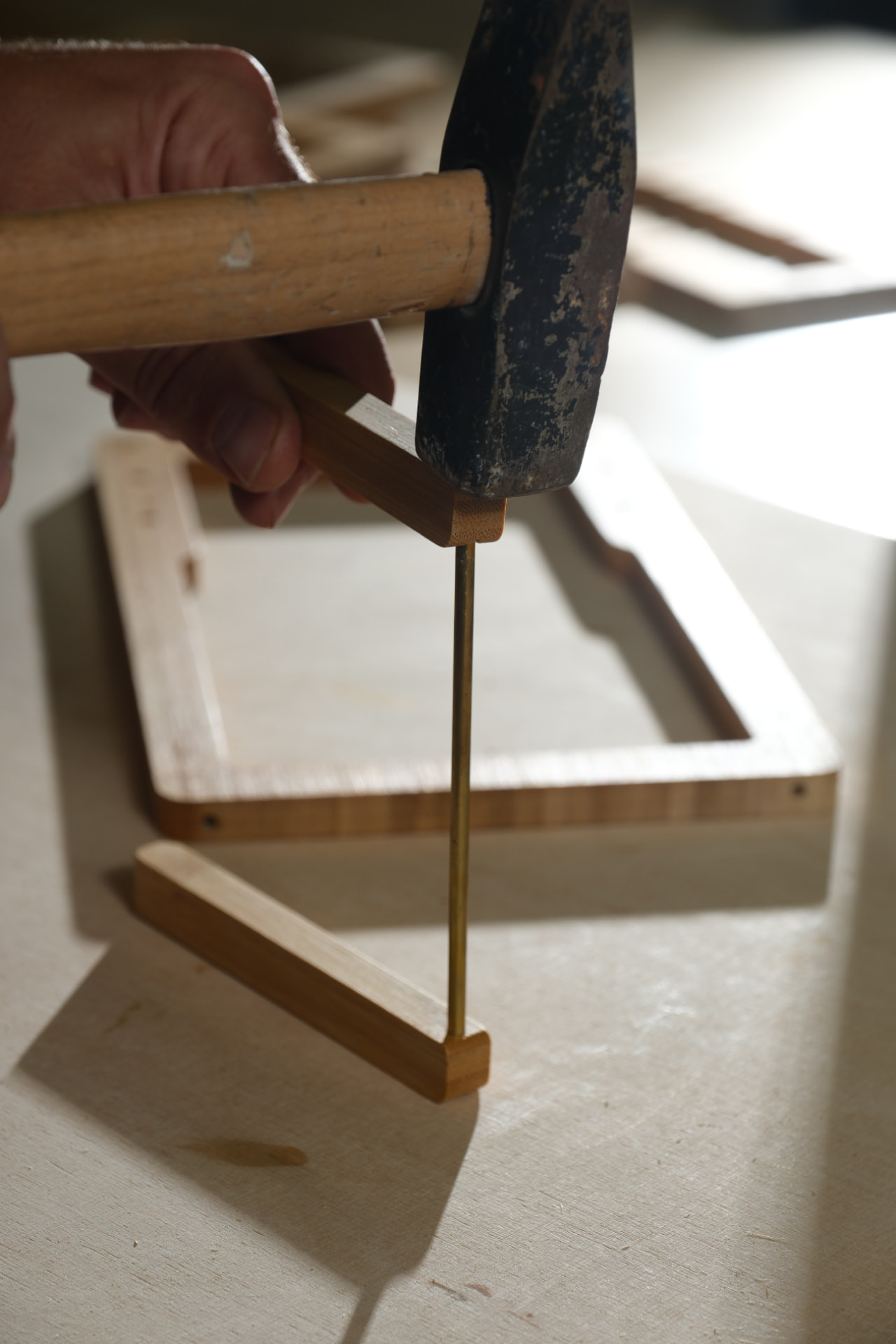 Hand-crafted bamboo stand in detail