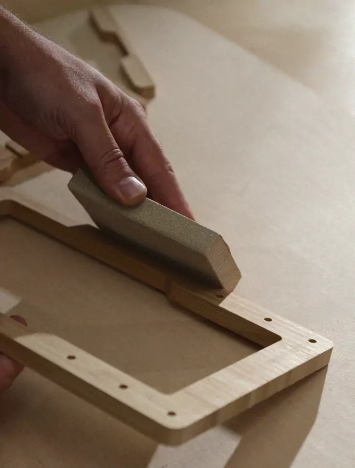 Magnets seated inside the bamboo frame